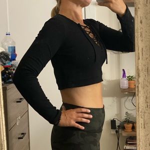 EUC Express black sweater crop top